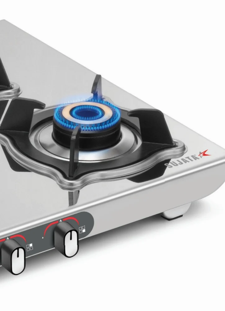 Sujata Cooktop Sterno, 4 Burner Manual Stainless Steel Glossy SS Body Gas Stove (Silver) - Alternate View